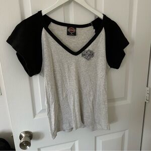Gray and Black Harley-Davidson V-Neck